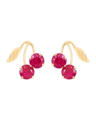 Серьги Macy's с лабораторными рубинами, 10k золото, красные