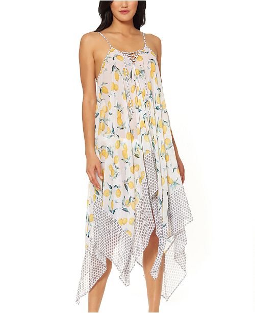 Jessica Simpson Nice Lemons Printed Lace Up Swim Cover Up Dress Reviews Swimwear Women Macy S Women's ara smock waist long sleeve dress. jessica simpson nice lemons printed