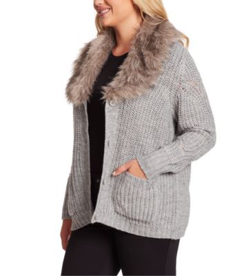 plus size sweater with fur collar