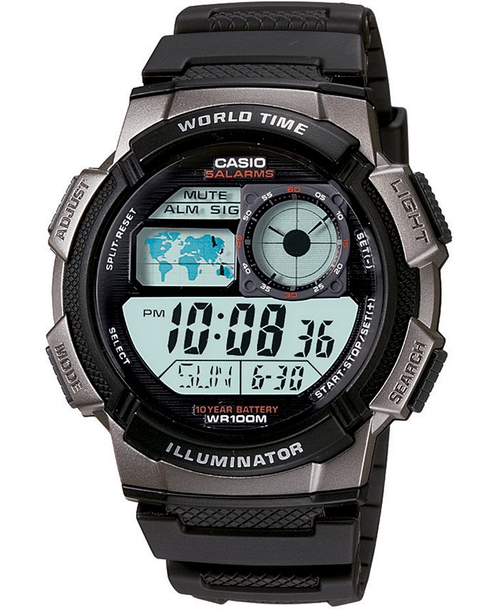 Casio Men's Digital Black Resin Strap Watch 43.7mm & Reviews - Watches ...