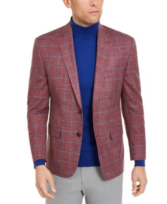red windowpane sport coat