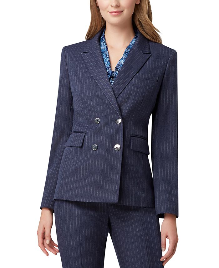 Tahari ASL Pinstripe Double-Breasted Suit Blazer & Reviews - Jackets ...