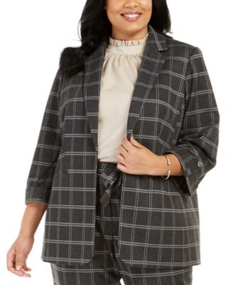 plus size plaid jacket