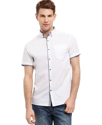 Kenneth Cole Reaction Shirt, Short Sleeve Button Front Shirt - Casual ...
