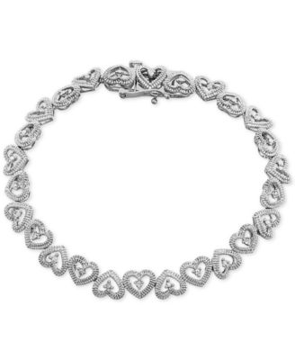 diamond heart link bracelet