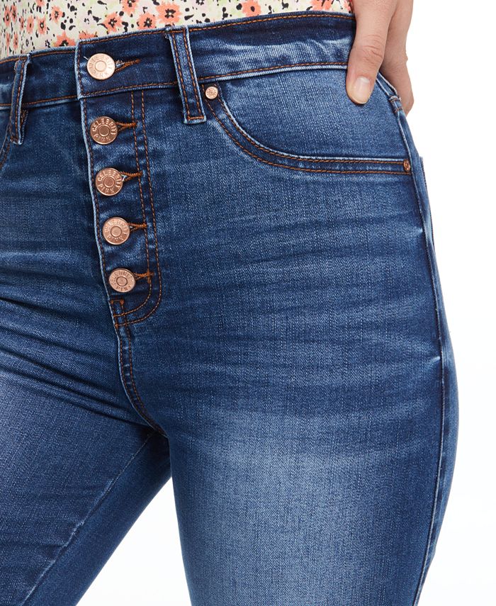 Celebrity Pink Juniors' Curvy High Rise Ripped ButtonFly Skinny Jeans