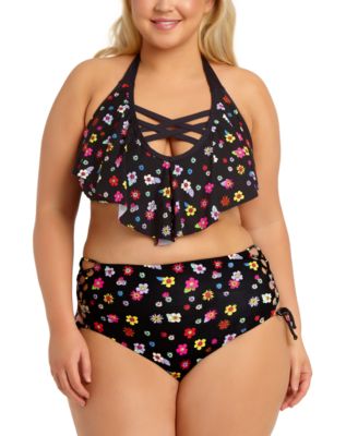 flounce swim top plus size