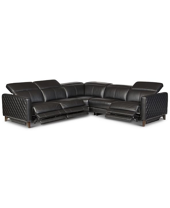 Furniture Jaconna 5Pc. Leather Sectional with 3 Power Recliners