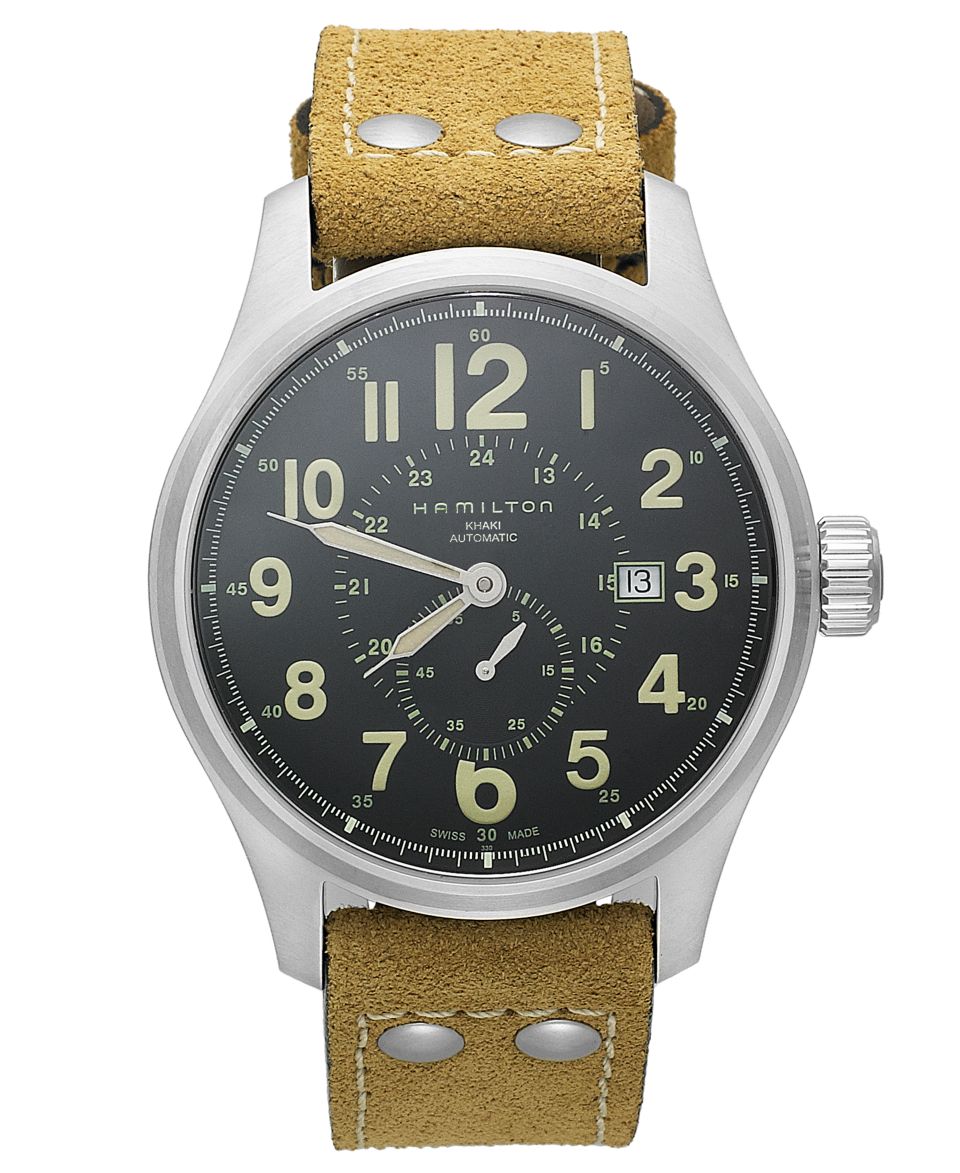 Hamilton Watch, Mens Swiss Automatic Khaki Field Brown Leather Strap 38mm H70455533   Watches   Jewelry & Watches