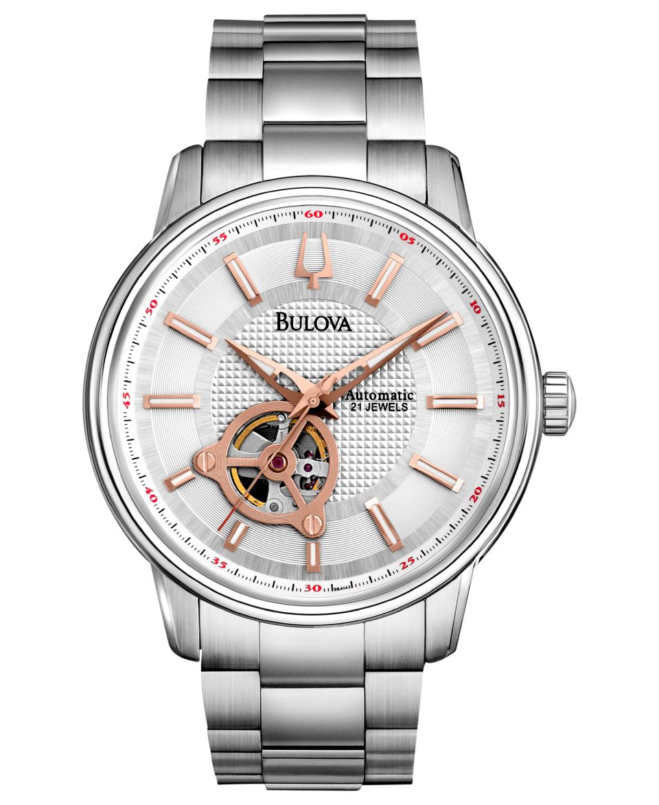 Bulova Mens Automatic BVA Series Stainless Steel Bracelet Watch 42mm 96A118   Watches   Jewelry & Watches