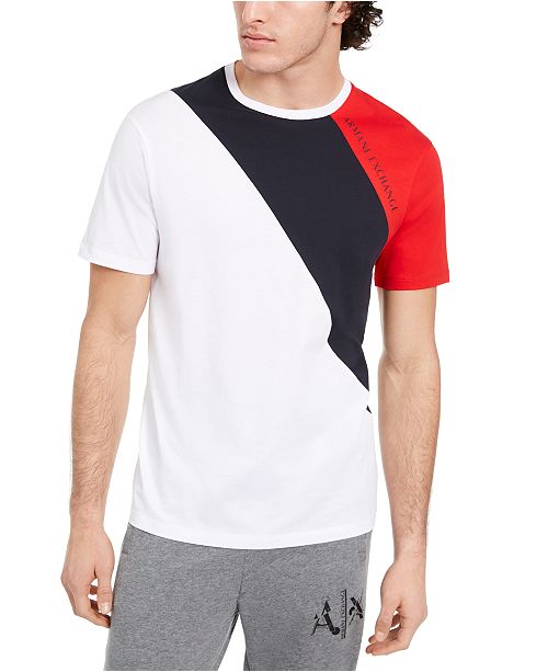 A X Armani Exchange Men S Tri Color Stripe T Shirt Reviews T Shirts Men Macy S