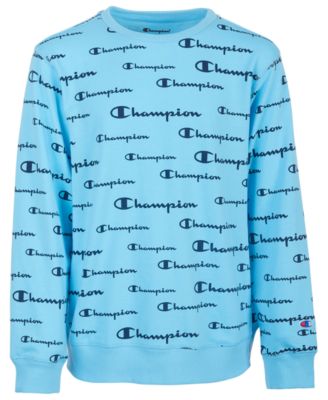 champion script logo crew neck sweatshirt turquoise