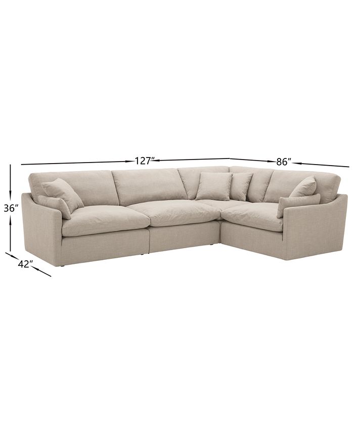 Furniture Joud 4Pc. Fabric "L" Shaped Modular Sofa, Created for Macy's & Reviews Furniture