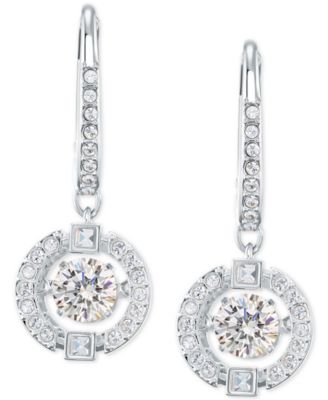 Серьги-капли из серебристого хрусталя Swarovski в клетку