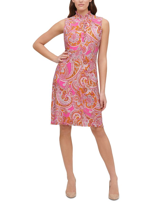 Tommy Hilfiger Paisley-Print Mock-Neck A-Line Dress & Reviews - Dresses ...