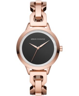 armani exchange women's rose gold watch