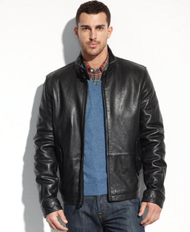 Tommy Hilfiger Jacket, Leather Barracuda Jacket - Coats & Jackets - Men ...