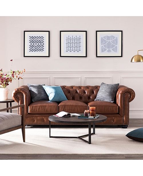 Nice Link Alexandon Leather Chesterfield Sofa Reviews Furniture Macy S