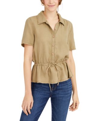 button front peplum top