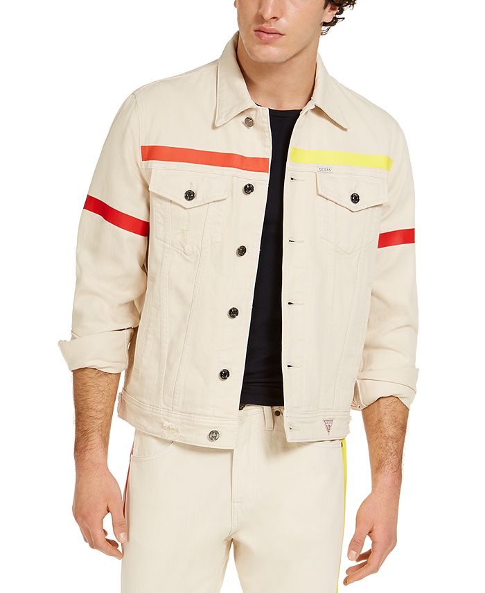 Guess Men S Denim Jacket With Colored Taping Reviews Coats Jackets Men Macy S Staying warm never looked so good, thanks to our edit of men's coats and jackets. denim jacket with colored taping