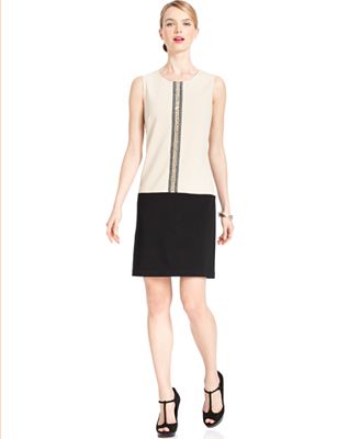 Luxology Sleeveless Sequin Colorblock Shift - Dresses - Women - Macy's