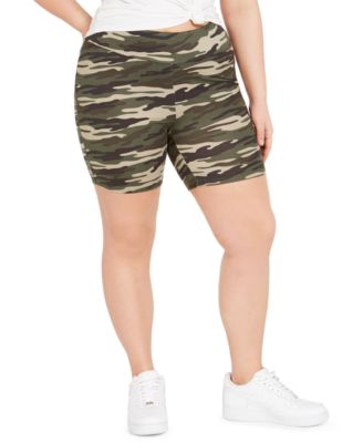 plus size camo biker shorts