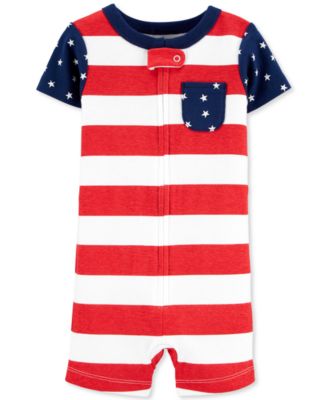 red and white striped romper baby