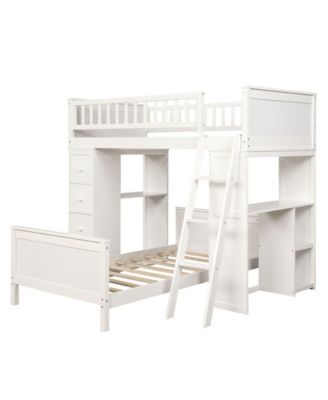 twin bunk bed with desk and drawers