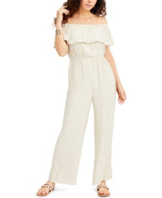 macy's off the shoulder jumpsuit