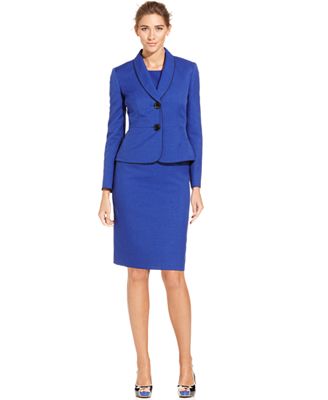 Le Suit Piping-Trim Blazer & Sheath Dress - Wear to Work - Women - Macy's