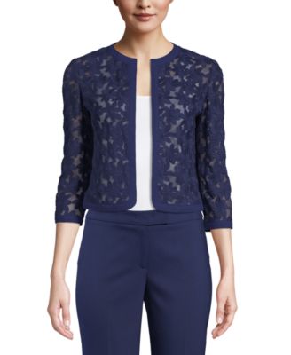 anne klein broderie cropped lace cardigan