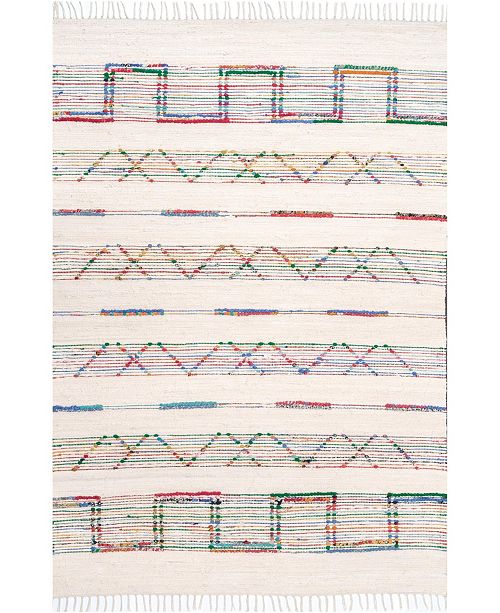 Nuloom Cherai Flatweave Cormier Geometric Cream 7 6 X 9 6 Area Rug Reviews Rugs Macy S