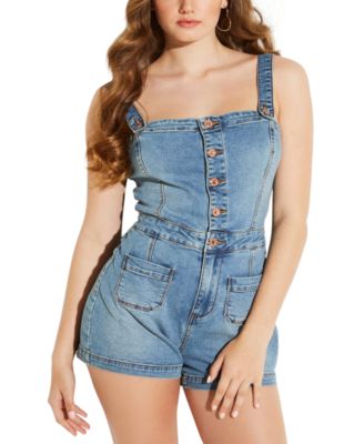 macy's blue jean jumpsuit