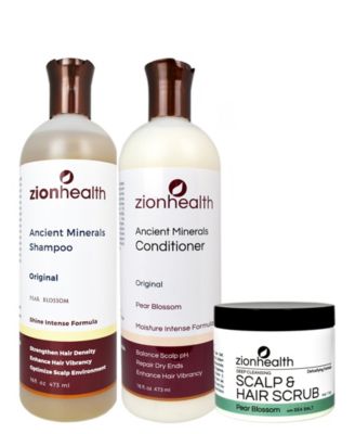 Питательный летний пучок для волос Zion Health Pear Blossom Shampoo 16 унций + Кондиционер для волос Pear Blossom 16 унций + скраб для кожи головы Pear Blossom 4 унции без цвета