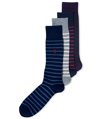 Polo Ralph Lauren Men's Socks, Dress Rugby Striped Crew Sock ...