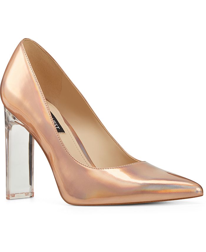 nine west leather & lucite pointed toe pump