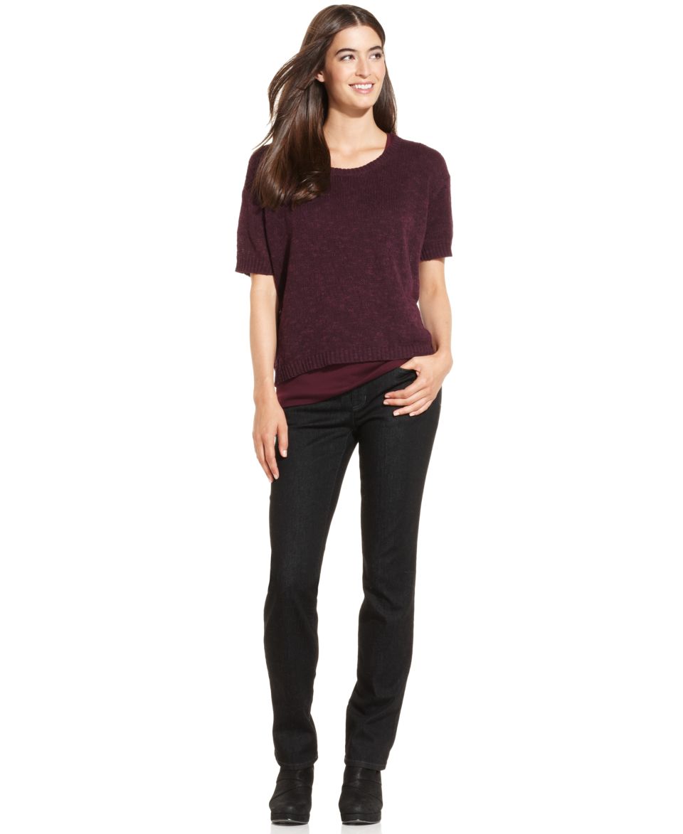 Eileen Fisher Long Sleeve Open Knit High Low Tunic Sweater & Ankle Leggings   Women