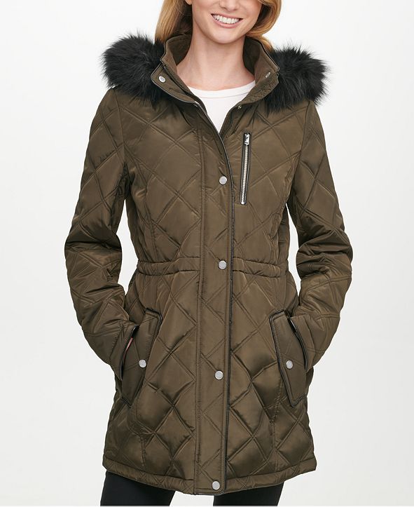 hooded quilted anorak coat