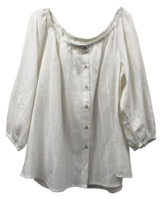 macys plus size white blouses