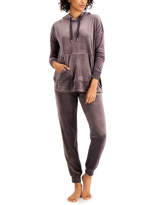 Alfani Velour Hoodie & Pants Pajama Set, Created for Macy's