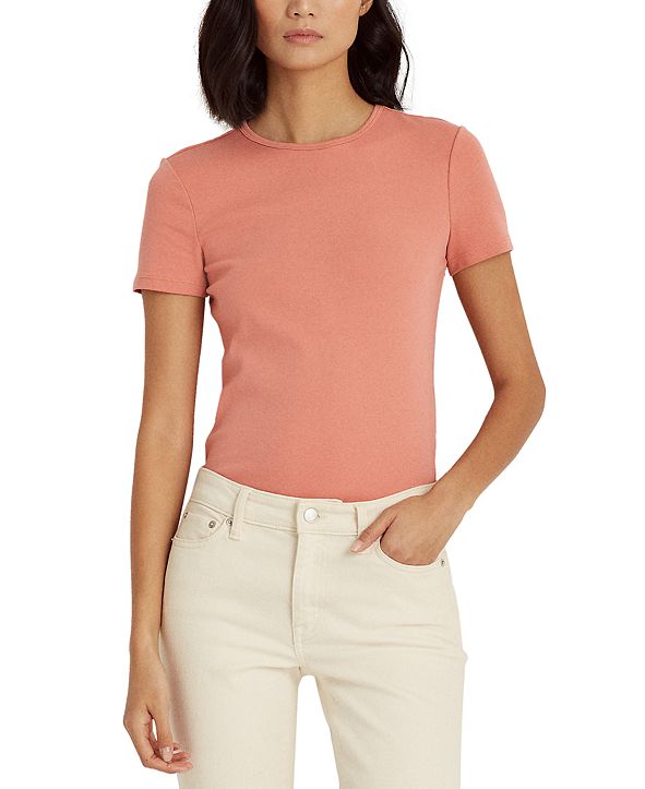 Lauren Ralph Lauren Stretch Knit T-Shirt & Reviews - Tops - Women - Macy's