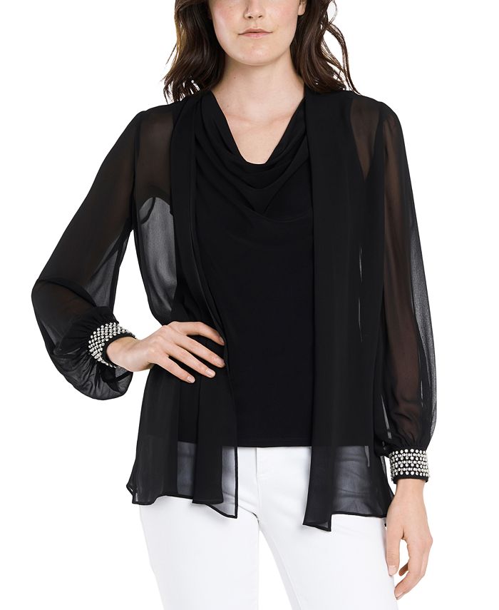 MSK 2Pc. Embellished Top & Shrug & Reviews Tops Women Macy's