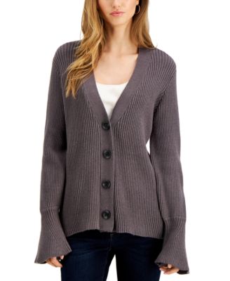 bell sleeve cardigan sweater