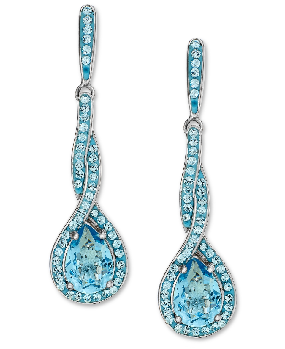 Kaleidoscope Sterling Silver Earrings, Blue Swarovski Crystal Teardrop Earrings   Earrings   Jewelry & Watches