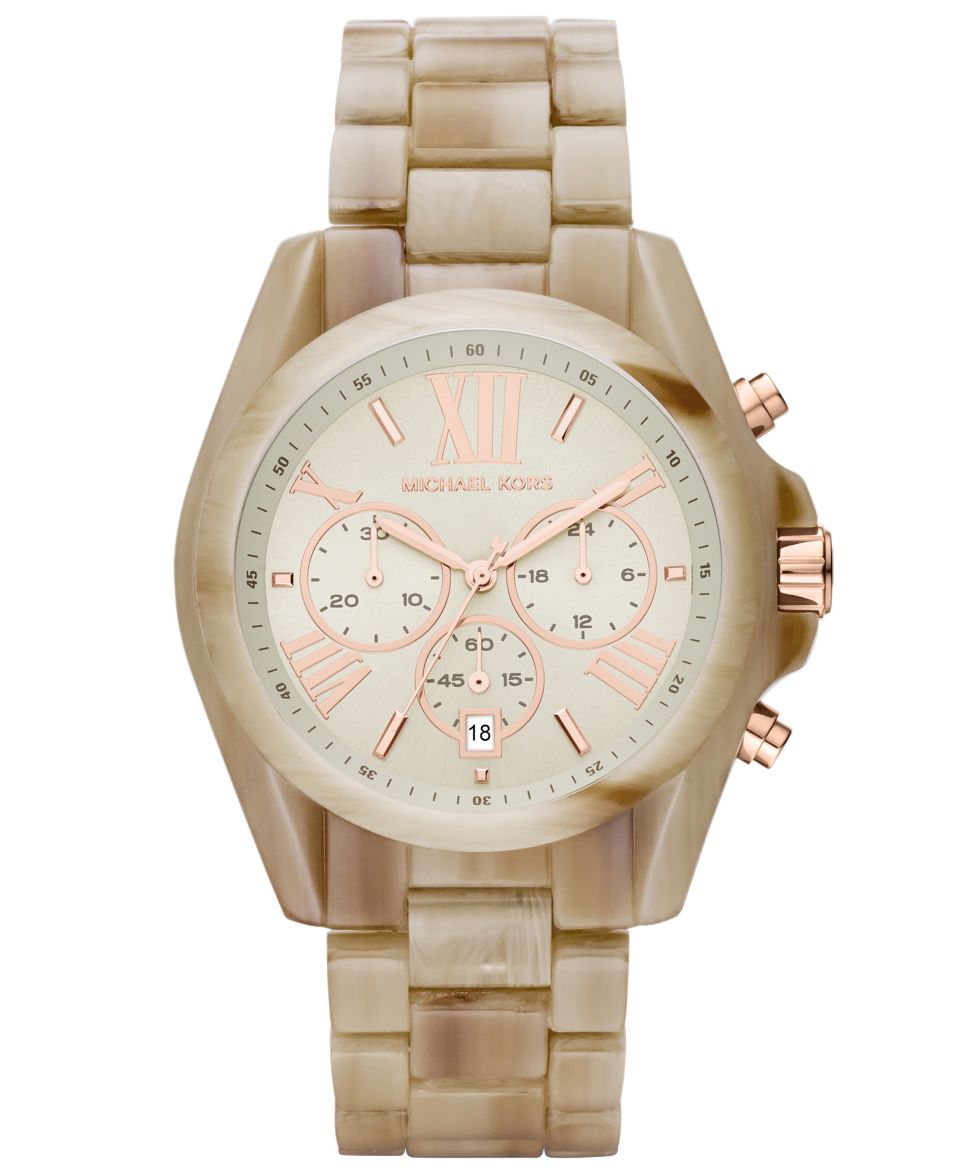Michael Kors Womens Chronograph Bradshaw Sand Acetate Bracelet Watch 43mm MK5840   Watches   Jewelry & Watches