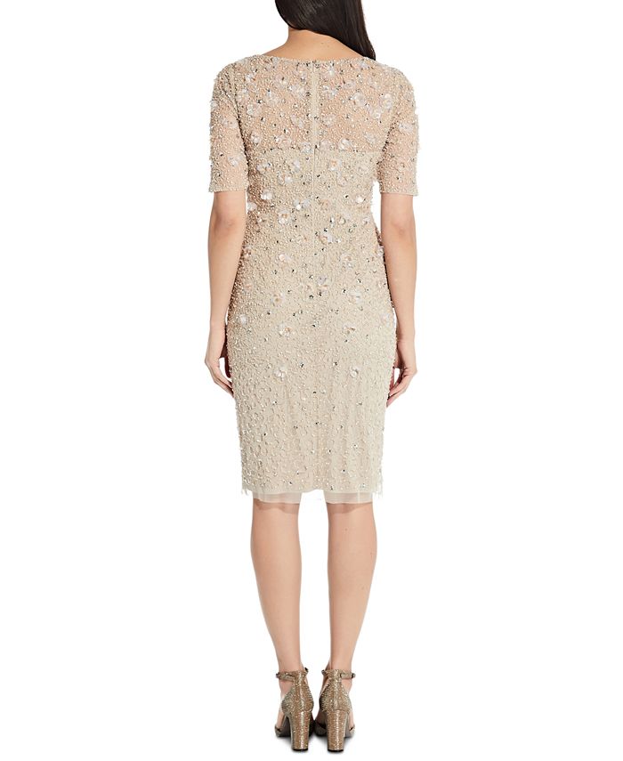 Adrianna Papell Beaded Floral Sheath Dress & Reviews Dresses Women