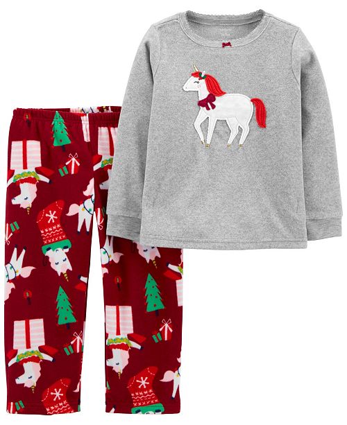 Carter S Baby Girl 2 Piece Unicorn Christmas Fleece Pjs Reviews Pajamas Kids Macy S