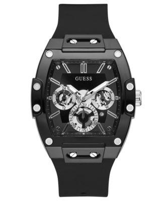 Мужские часы GUESS Phoenix с черным силиконовым ремешком 43 мм