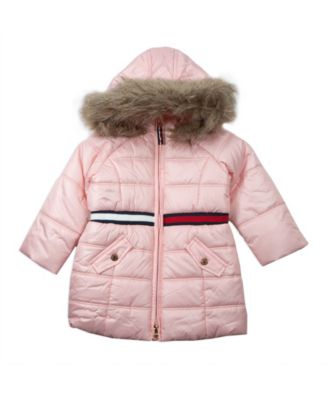 Baby Girls Longline Puffer with Sequin Patch