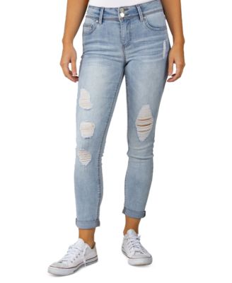 distressed cuffed skinny jeans